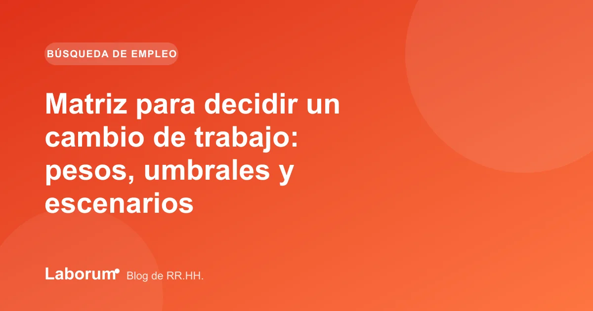 Matriz para decidir un cambio de trabajo: pesos, umbrales y escenarios